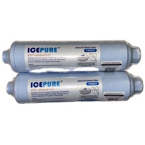 Icepure YW003 KDF + Advanced GAC In-line RV Water Filter 2 PACK